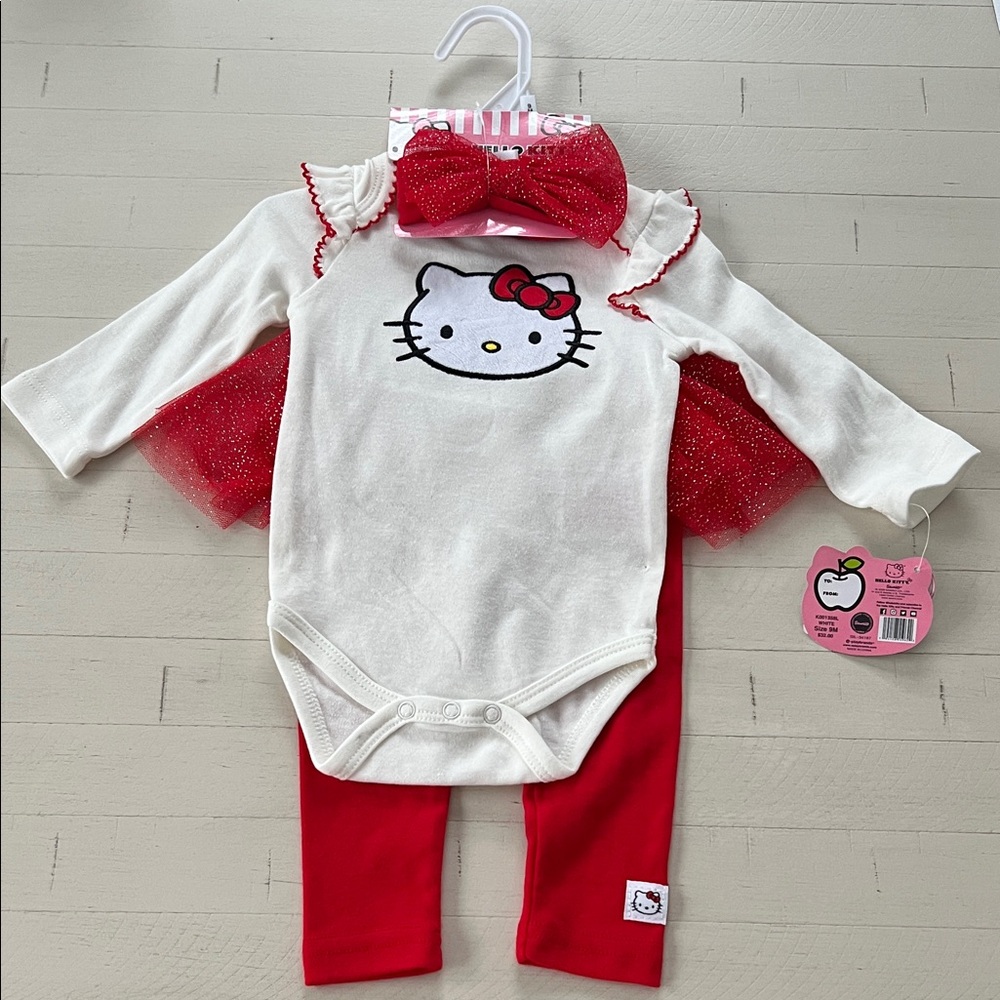 NWT Hello Kitty 3 PC Baby Set ~ Onesie, Pants Headband